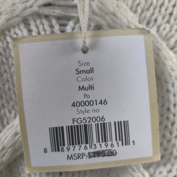 Nwt free Generation Sweater Sz S Fringe Sleeve Color Block Blue Black New - Picture 14 of 14